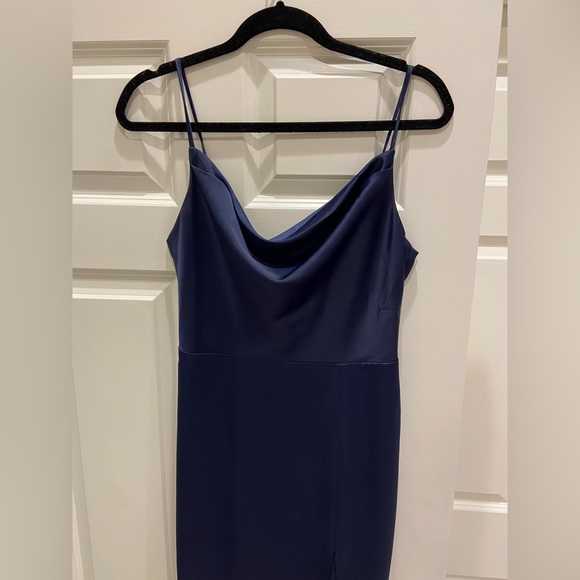 Navy NBD Silk Midi Dress from Revolve - Picture 3 of 4